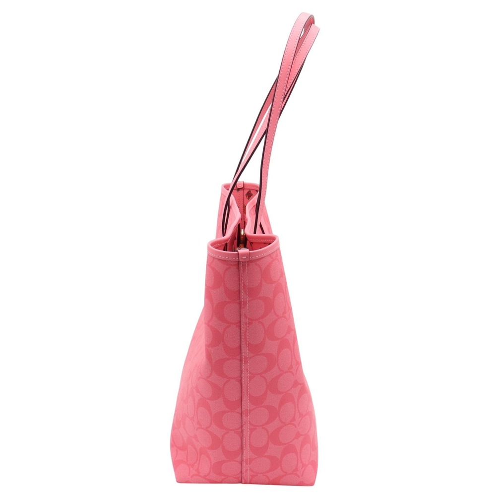 Coach City Tote Signature Canvas Pink Floral Interior Shoulder Bag - Picture 5 of 9
